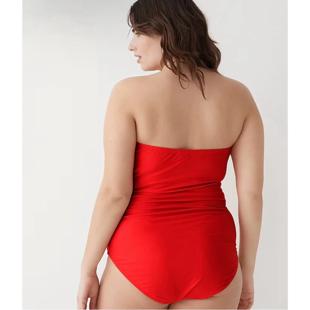 NWT J. Crew Gemma Ruched Bandeau One-piece Bright Cerise Red